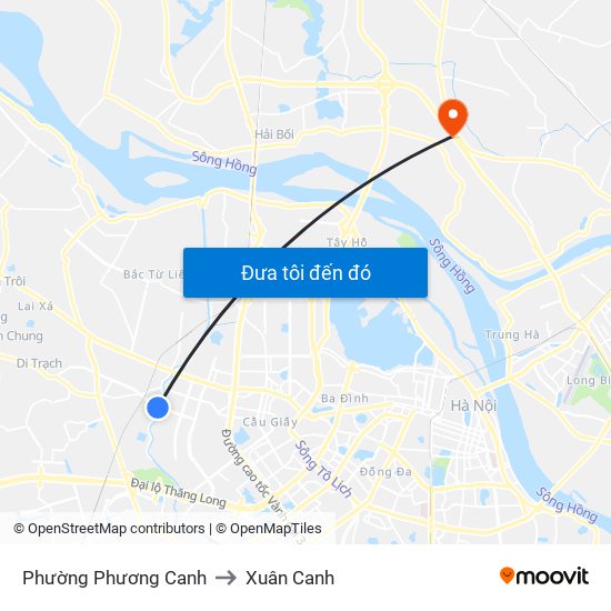 Phường Phương Canh to Xuân Canh map