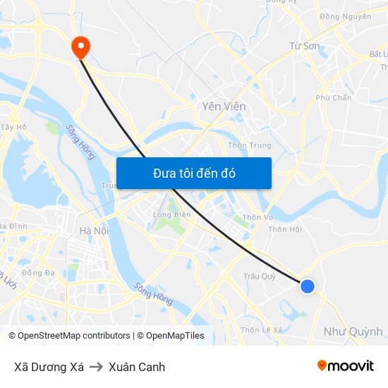 Xã Dương Xá to Xuân Canh map