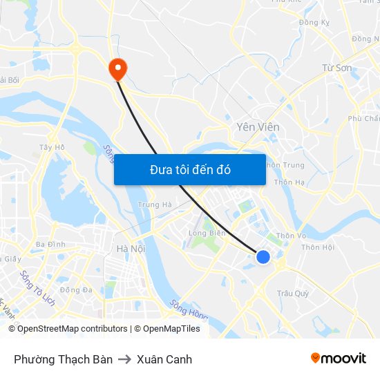 Phường Thạch Bàn to Xuân Canh map