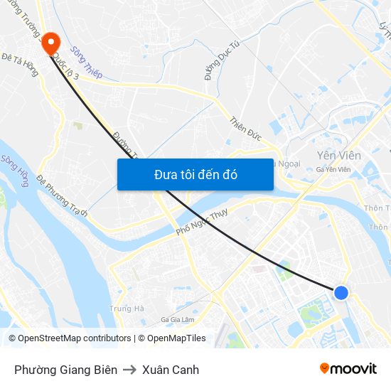 Phường Giang Biên to Xuân Canh map