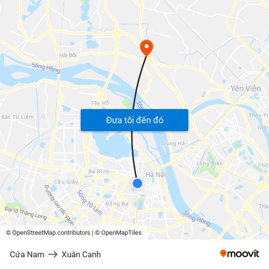 Cửa Nam to Xuân Canh map