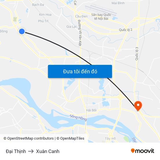 Đại Thịnh to Xuân Canh map