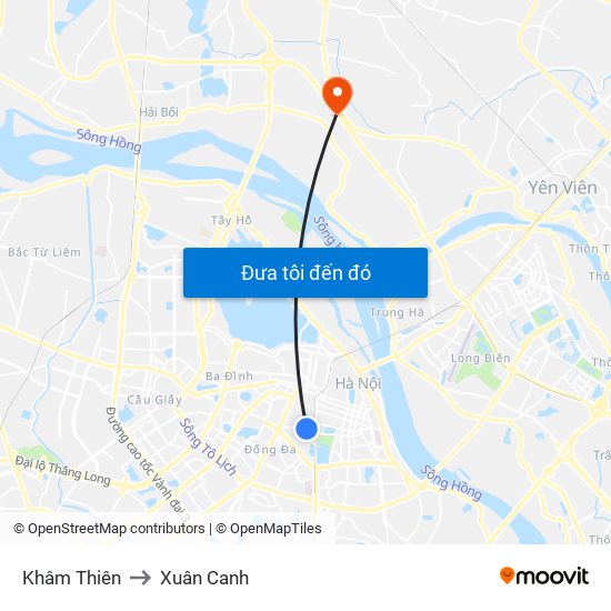 Khâm Thiên to Xuân Canh map