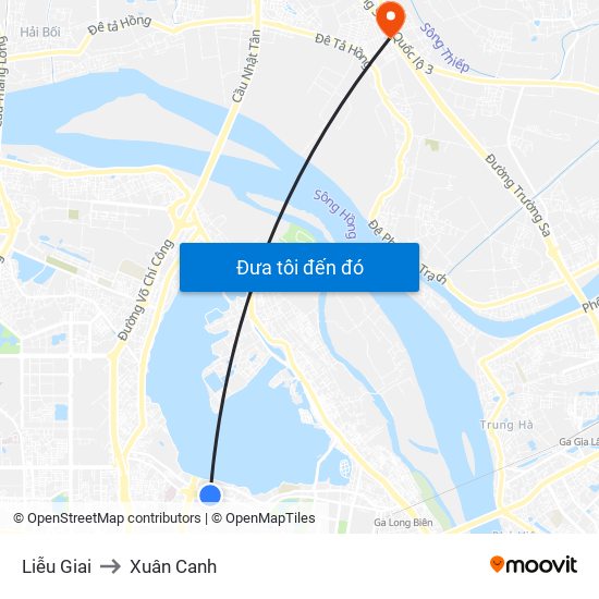 Liễu Giai to Xuân Canh map
