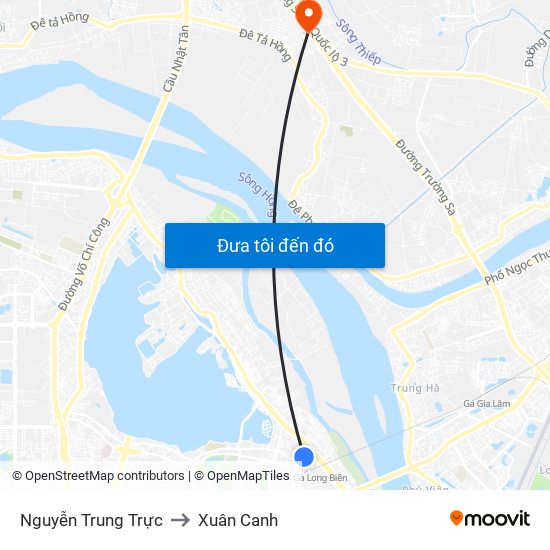 Nguyễn Trung Trực to Xuân Canh map