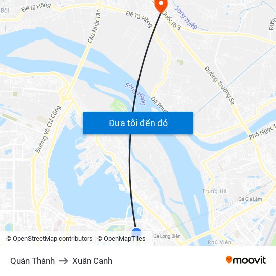 Quán Thánh to Xuân Canh map