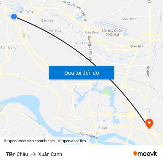 Tiền Châu to Xuân Canh map