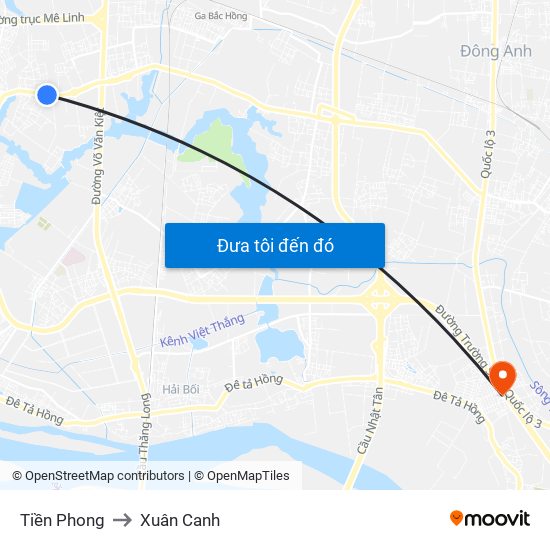 Tiền Phong to Xuân Canh map