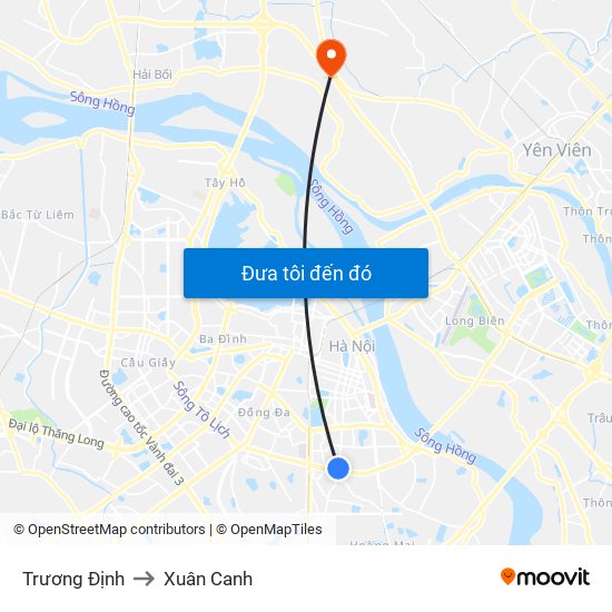 Trương Định to Xuân Canh map