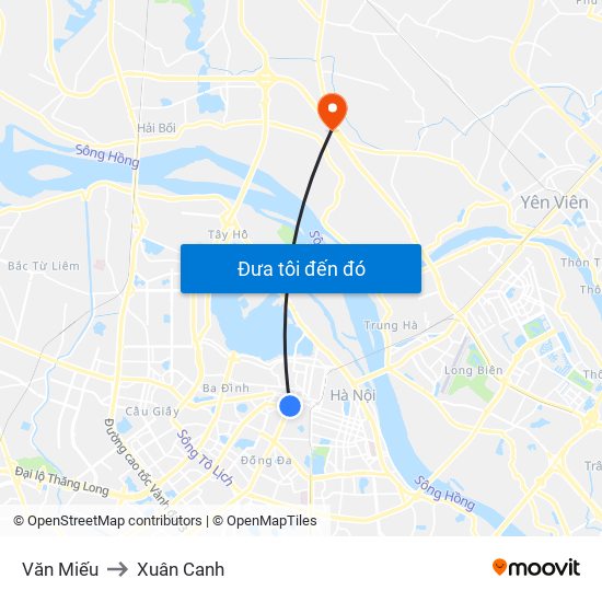 Văn Miếu to Xuân Canh map
