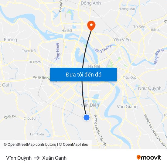 Vĩnh Quỳnh to Xuân Canh map