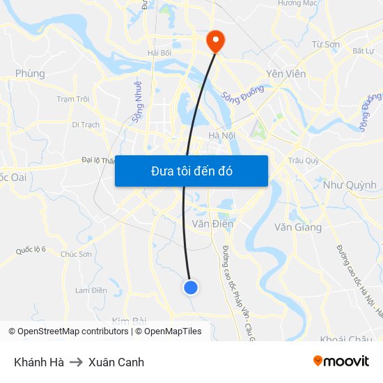 Khánh Hà to Xuân Canh map