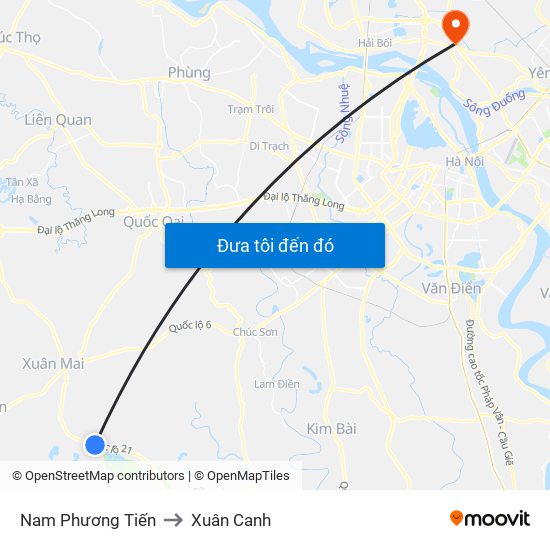 Nam Phương Tiến to Xuân Canh map