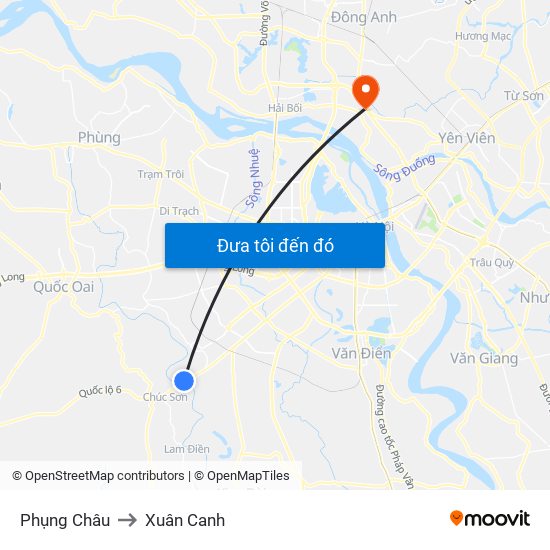 Phụng Châu to Xuân Canh map