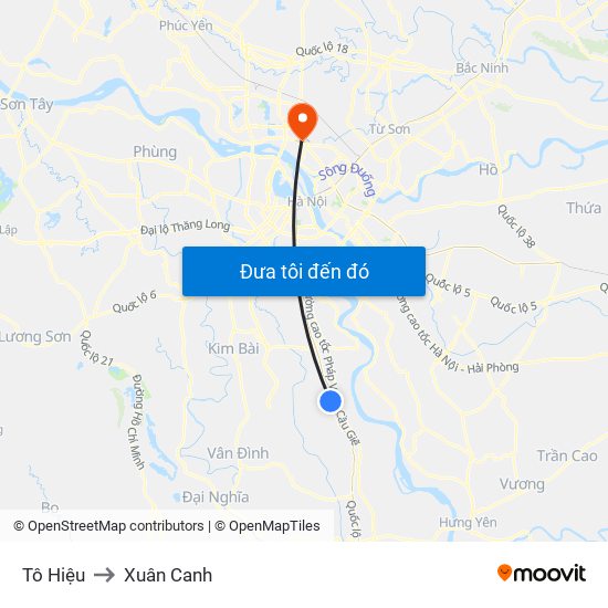 Tô Hiệu to Xuân Canh map