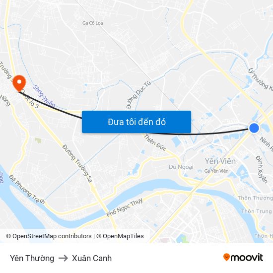 Yên Thường to Xuân Canh map