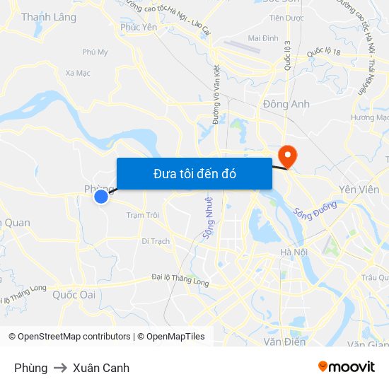 Phùng to Xuân Canh map