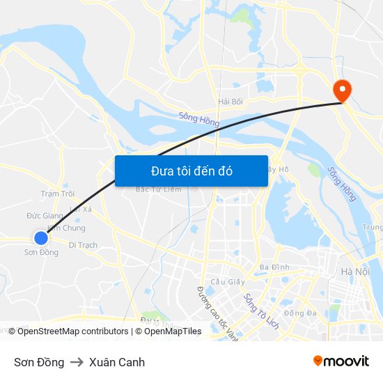 Sơn Đồng to Xuân Canh map