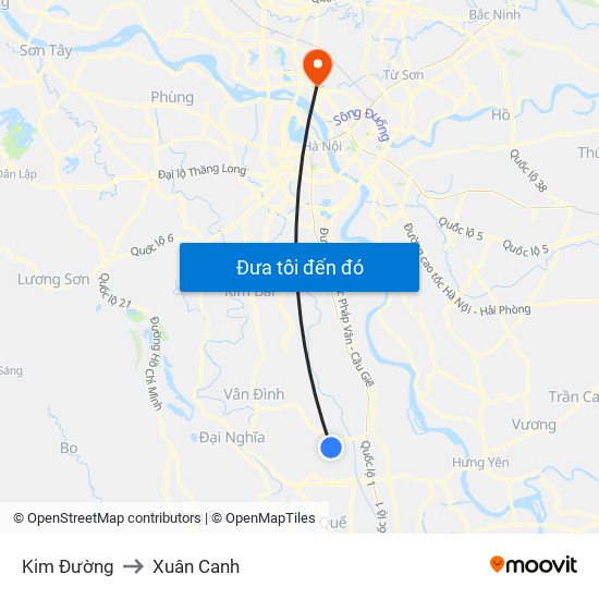 Kim Đường to Xuân Canh map