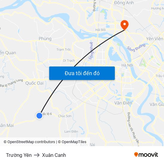 Trường Yên to Xuân Canh map