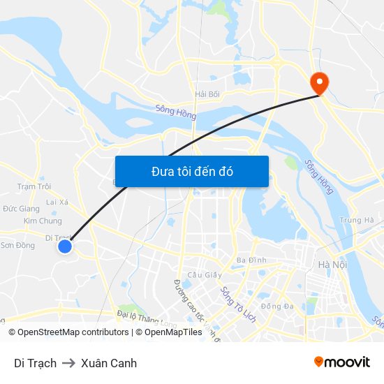 Di Trạch to Xuân Canh map