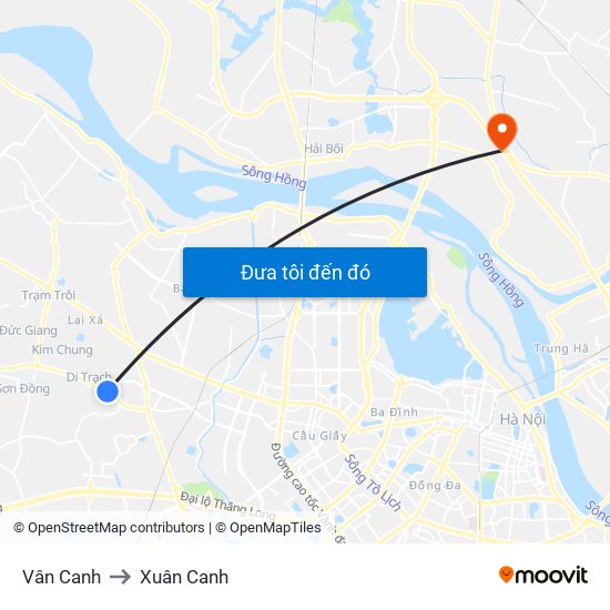 Vân Canh to Xuân Canh map