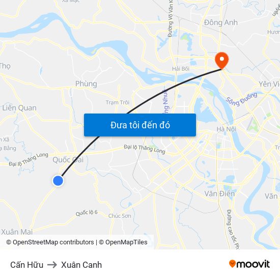 Cấn Hữu to Xuân Canh map