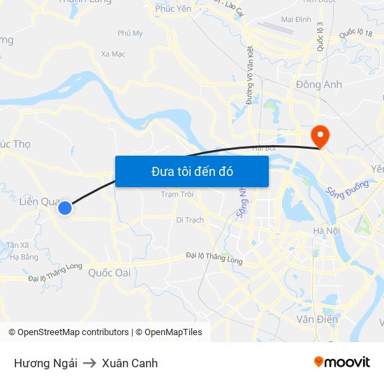 Hương Ngải to Xuân Canh map