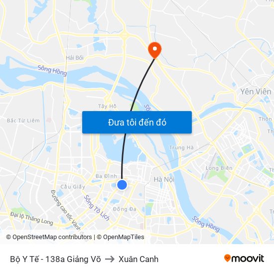 Bộ Y Tế - 138a Giảng Võ to Xuân Canh map