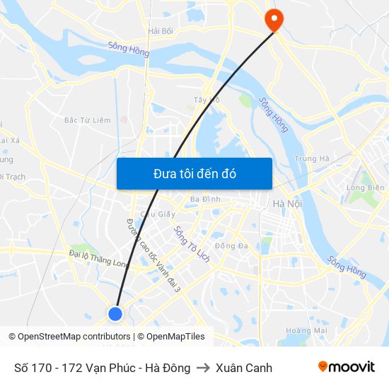 Số 170 - 172 Vạn Phúc - Hà Đông to Xuân Canh map