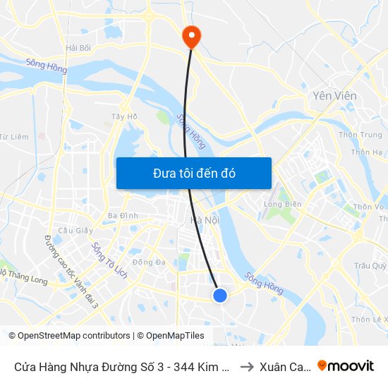 Cửa Hàng Nhựa Đường Số 3 - 344 Kim Ngưu to Xuân Canh map