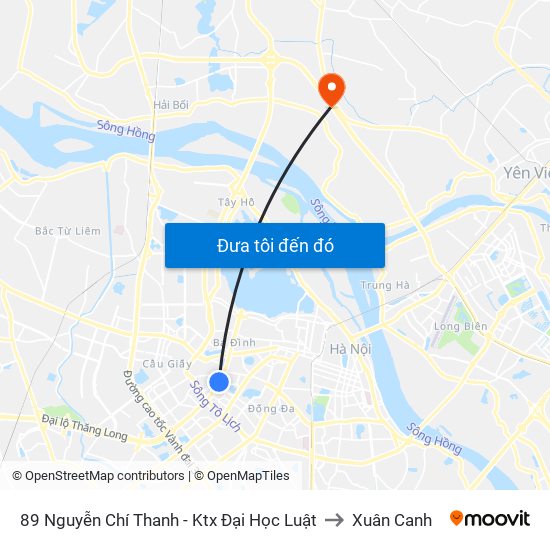 89 Nguyễn Chí Thanh - Ktx Đại Học Luật to Xuân Canh map