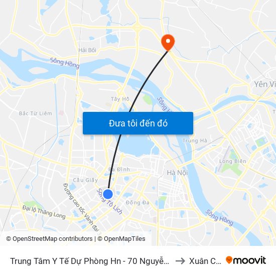 Trung Tâm Y Tế Dự Phòng Hn - 70 Nguyễn Chí Thanh to Xuân Canh map