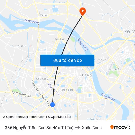 386 Nguyễn Trãi - Cục Sở Hữu Trí Tuệ to Xuân Canh map