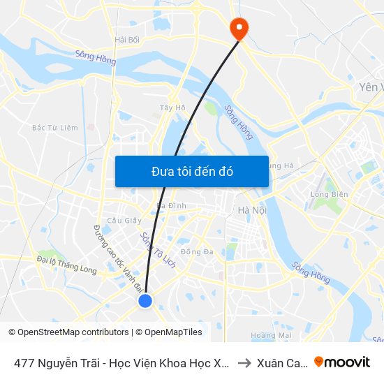477 Nguyễn Trãi - Học Viện Khoa Học Xã Hội to Xuân Canh map