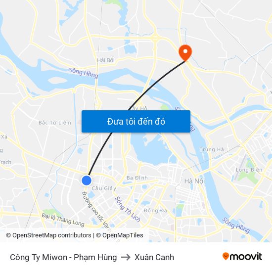 Công Ty Miwon - Phạm Hùng to Xuân Canh map