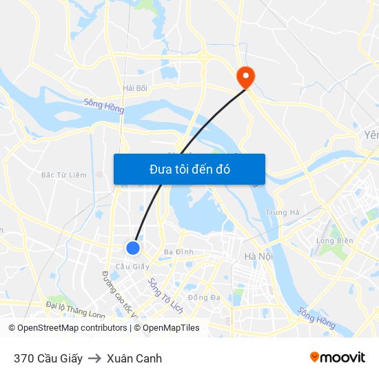 370 Cầu Giấy to Xuân Canh map