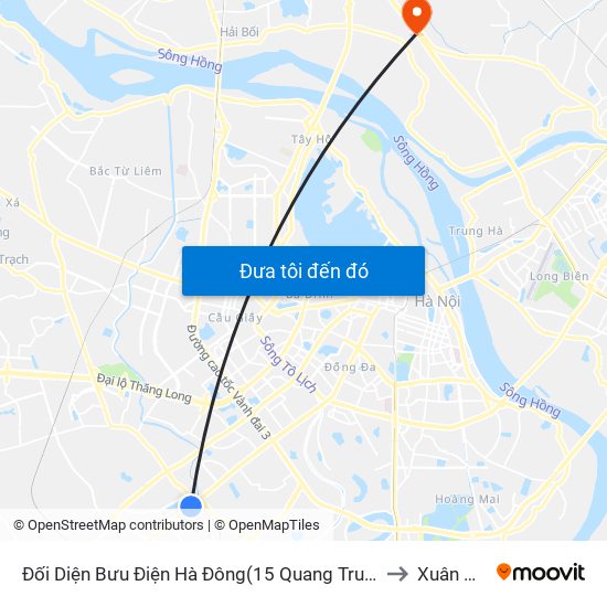 Đối Diện Bưu Điện Hà Đông(15 Quang Trung Hà Đông) to Xuân Canh map