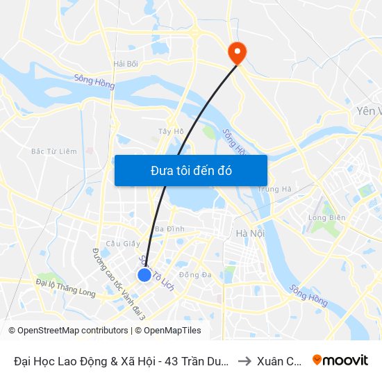 Đại Học Lao Động & Xã Hội - 43 Trần Duy Hưng to Xuân Canh map