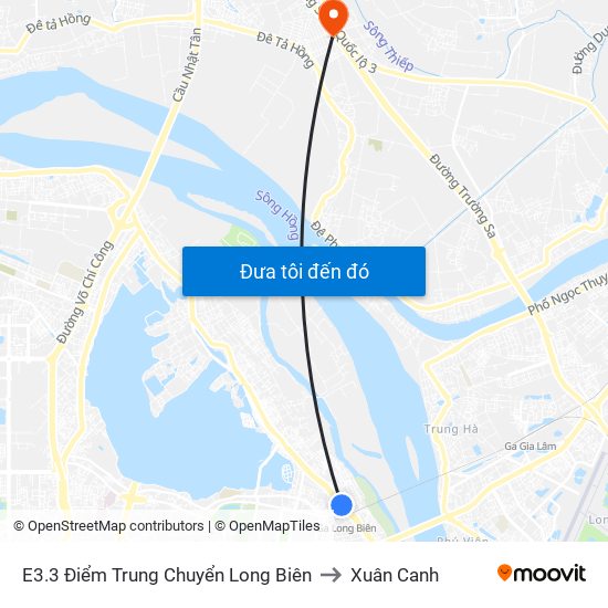 E3.3 Điểm Trung Chuyển Long Biên to Xuân Canh map