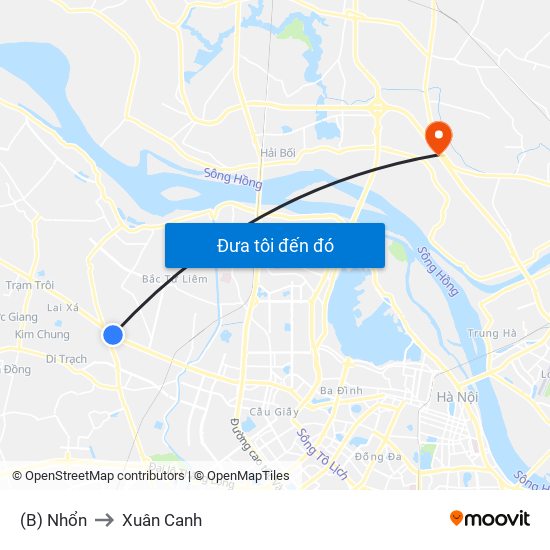 (B) Nhổn to Xuân Canh map