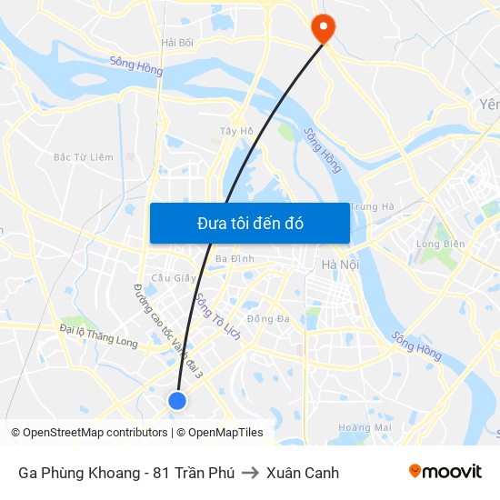 Ga Phùng Khoang - 81 Trần Phú to Xuân Canh map