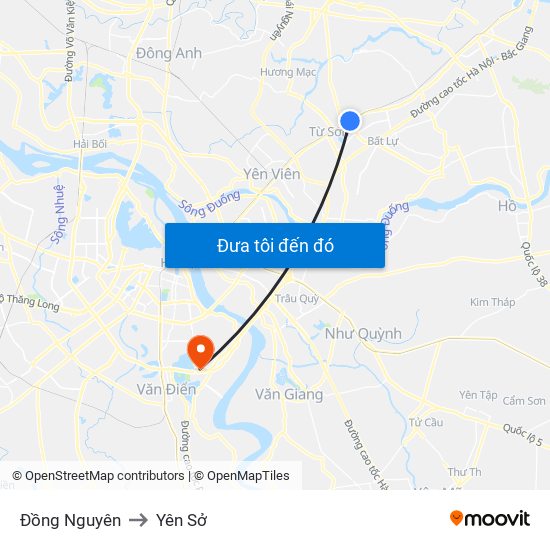 Đồng Nguyên to Yên Sở map