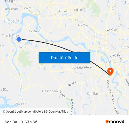 Sơn Đà to Yên Sở map