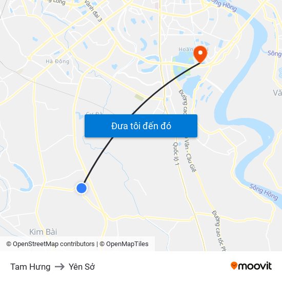 Tam Hưng to Yên Sở map