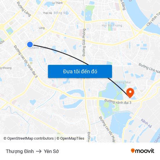 Thượng Đình to Yên Sở map