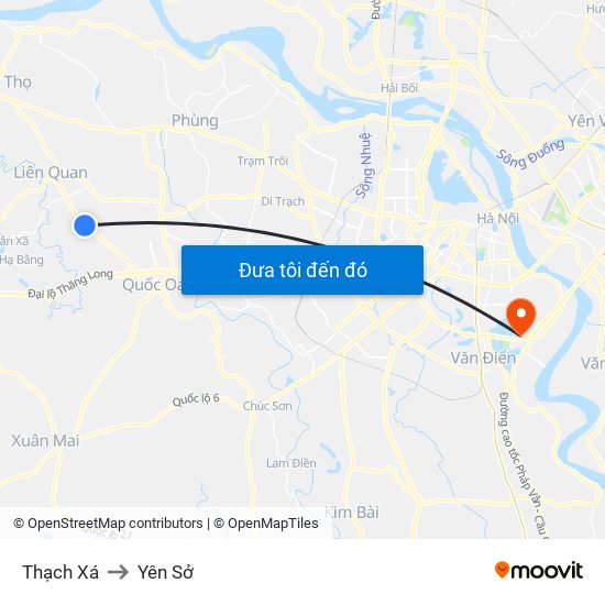 Thạch Xá to Yên Sở map