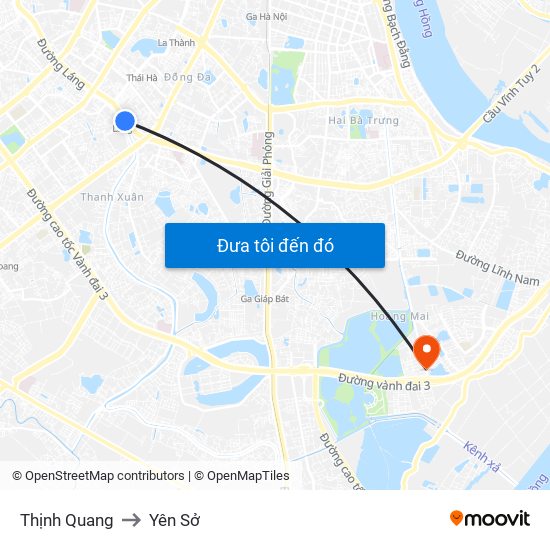 Thịnh Quang to Yên Sở map