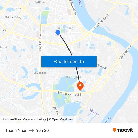 Thanh Nhàn to Yên Sở map