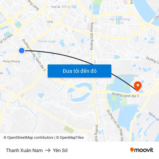 Thanh Xuân Nam to Yên Sở map